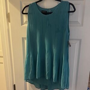 Sears Teal Pleated Sleeveless Tank Top